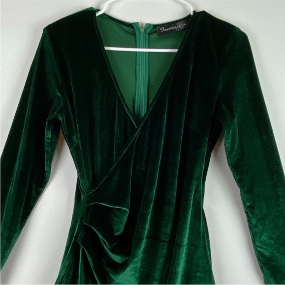 Forrest Green Velvet Wrap
Asymmetrical Dress - Picture 3 of 15